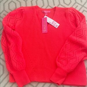 Pink Sweater with Lace Sleeves